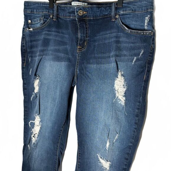 Torrid Distressed High Waist Dark Blue Jeans - Size 22 - Picture 3 of 8
